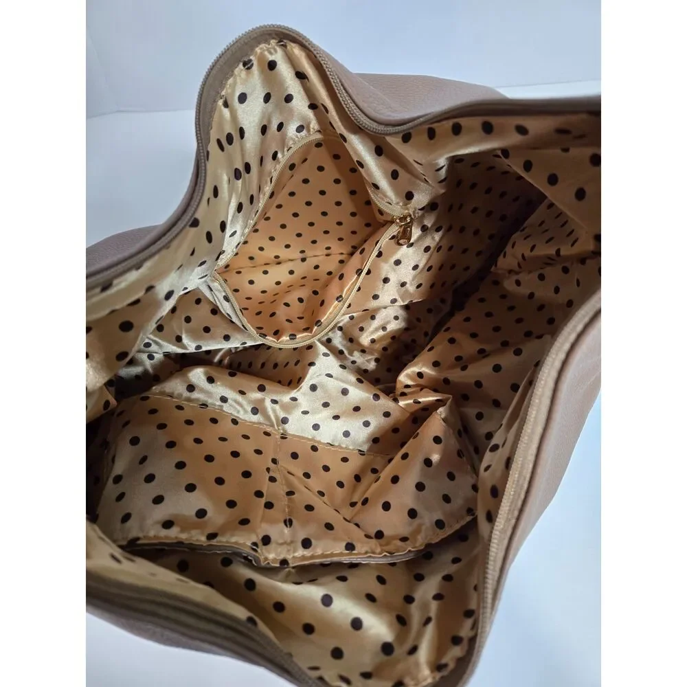 Rhinestone Pebble Grain Slouchy Hobo Bag | Large Shoulder Purse | Taupe Brown